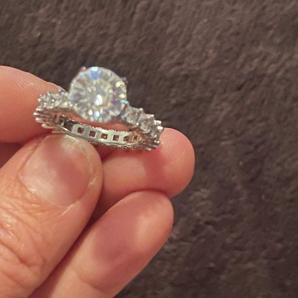 3 carat moissanite ring 925 beautiful stones all the way around band